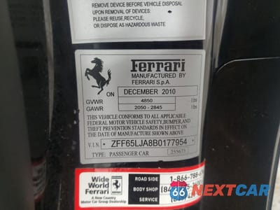 Zdjęcie 12 z 12 samochodu: 2011 FERRARI CALIFORNIA VIN:ZFF65LJA8B0177954 - miniatura