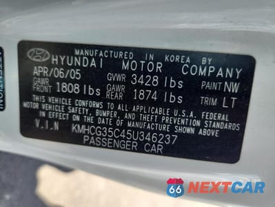Zdjęcie 12 z 12 samochodu: 2005 HYUNDAI ACCENT GS VIN:KMHCG35C45U346237 - miniatura