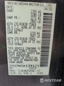 Zdjęcie 13 z 13 samochodu: 2016 NISSAN MURANO S VIN:5N1AZ2MH2GN139125 - miniatura