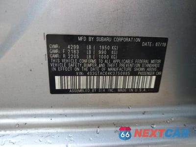 Zdjęcie 13 z 13 samochodu: 2019 SUBARU IMPREZA PREMIUM VIN:4S3GTAC64K3750885 - miniatura