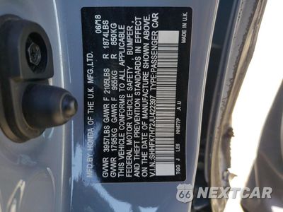Zdjęcie 12 z 12 samochodu: 2018 HONDA CIVIC EXL VIN:SHHFK7H72JU422397 - miniatura