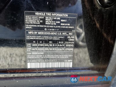 Zdjęcie 12 z 12 samochodu: 2006 MERCEDES-BENZ ML 500 VIN:4JGBB75E06A015452 - miniatura