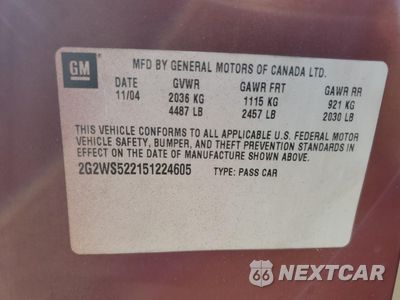 Zdjęcie 12 z 14 samochodu: 2005 PONTIAC GRAND PRIX GT VIN:2G2WS522151224605 - miniatura