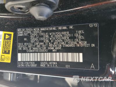 Zdjęcie 13 z 13 samochodu: 2014 TOYOTA HIGHLANDER LE VIN:5TDBKRFHXES008342 - miniatura