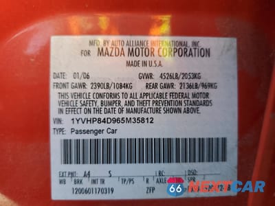 Zdjęcie 12 z 12 samochodu: 2006 MAZDA 6 S VIN:1YVHP84D965M35812 - miniatura