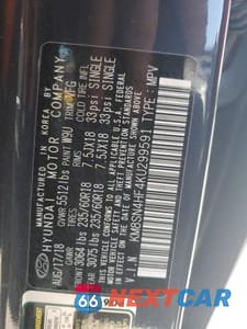 Zdjęcie 12 z 12 samochodu: 2019 HYUNDAI SANTA FE XL SE VIN:KM8SN4HF4KU299591 - miniatura