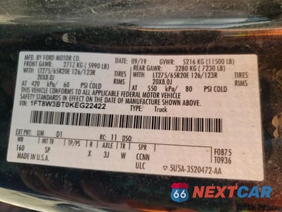 Zdjęcie 13 z 13 samochodu: 2019 FORD F350 SUPER DUTY VIN:1FT8W3BT0KEG22422 - miniatura