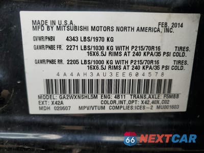 Zdjęcie 14 z 14 samochodu: 2014 MITSUBISHI RVR SE VIN:4A4AH3AU3EE604578 - miniatura