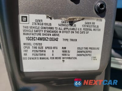 Zdjęcie 12 z 14 samochodu: 1999 CHEVROLET SILVERADO C1500 VIN:1GCEC14W0XZ135342 - miniatura