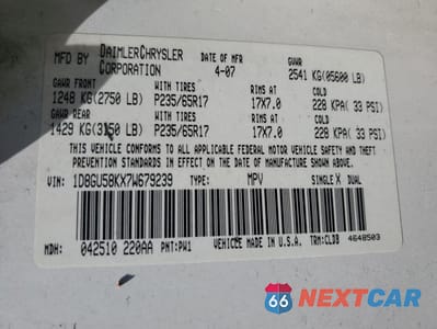 Zdjęcie 14 z 15 samochodu: 2007 DODGE NITRO SLT VIN:1D8GU58KX7W679239 - miniatura
