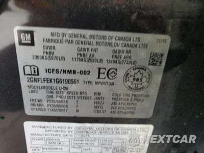 Zdjęcie 13 z 15 samochodu: 2016 CHEVROLET EQUINOX LT VIN:2GNFLFEK1G6190561 - miniatura