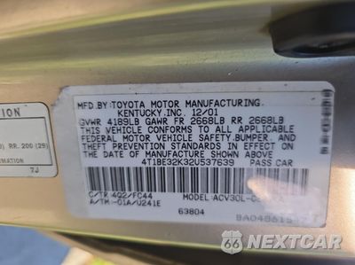 Zdjęcie 10 z 11 samochodu: 2002 TOYOTA CAMRY LE VIN:4T1BE32K32U537639 - miniatura
