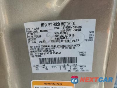 Zdjęcie 12 z 12 samochodu: 2005 FORD F350 SRW SUPER DUTY VIN:1FTWF31P15EB34161 - miniatura