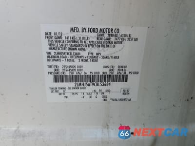 Zdjęcie 13 z 13 samochodu: 2012 LINCOLN MKT VIN:2LMHJ5AT9CBL53684 - miniatura