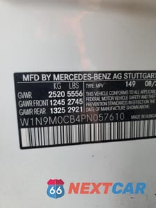 Zdjęcie 12 z 12 samochodu: 2023 MERCEDES-BENZ EQB 250+ VIN:W1N9M0CB4PN057610 - miniatura