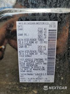 Zdjęcie 13 z 13 samochodu: 2019 NISSAN PATHFINDER S VIN:5N1DR2MN6KC580912 - miniatura