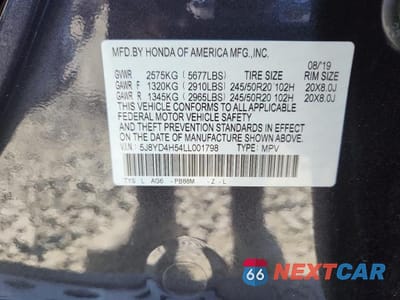 Zdjęcie 13 z 13 samochodu: 2020 ACURA MDX TECHNOLOGY VIN:5J8YD4H54LL001798 - miniatura