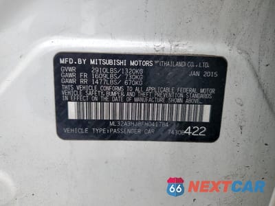 Zdjęcie 13 z 13 samochodu: 2015 MITSUBISHI MIRAGE DE VIN:ML32A3HJ8FH041784 - miniatura