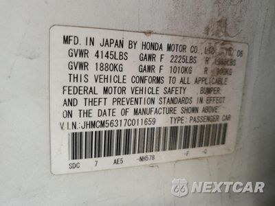 Zdjęcie 12 z 12 samochodu: 2007 HONDA ACCORD SE VIN:JHMCM56317C011659 - miniatura