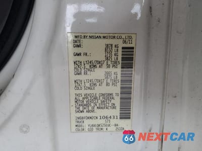 Zdjęcie 13 z 13 samochodu: 2012 NISSAN NV 1500 VIN:1N6BF0KM2CN106431 - miniatura
