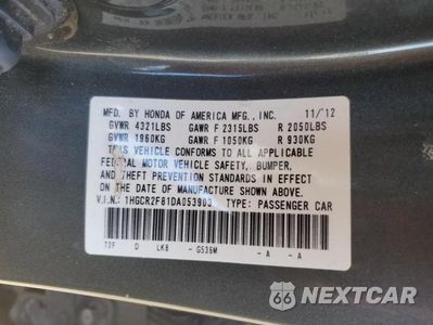 Zdjęcie 12 z 12 samochodu: 2013 HONDA ACCORD EXL VIN:1HGCR2F81DA053903 - miniatura