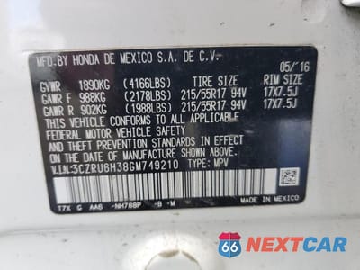 Zdjęcie 12 z 12 samochodu: 2016 HONDA HR-V LX VIN:3CZRU6H38GM749210 - miniatura