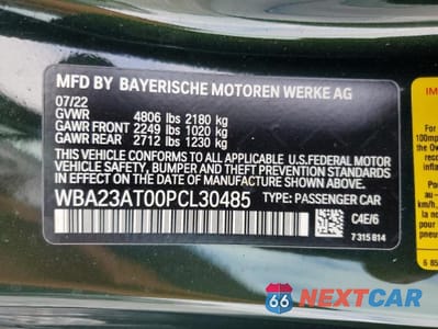 Zdjęcie 12 z 12 samochodu: 2023 BMW 430I VIN:WBA23AT00PCL30485 - miniatura
