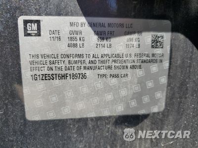 Zdjęcie 12 z 14 samochodu: 2017 CHEVROLET MALIBU LT VIN:1G1ZE5ST6HF189736 - miniatura