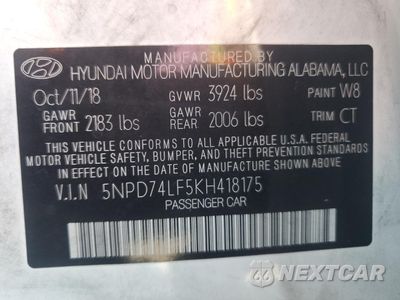 Zdjęcie 12 z 12 samochodu: 2019 HYUNDAI ELANTRA SE VIN:5NPD74LF5KH418175 - miniatura
