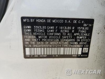Zdjęcie 12 z 12 samochodu: 2015 HONDA FIT LX VIN:3HGGK5H55FM731214 - miniatura