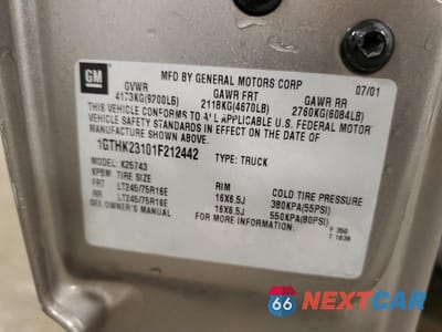 Zdjęcie 13 z 15 samochodu: 2001 GMC SIERRA K2500 HEAVY DUTY VIN:1GTHK23101F212442 - miniatura