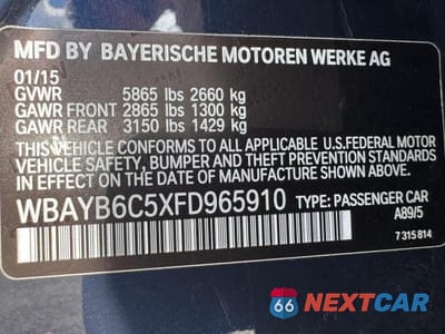 Zdjęcie 15 z 15 samochodu: 2015 BMW 750 XI VIN:WBAYB6C5XFD965910 - miniatura