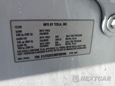 Zdjęcie 13 z 13 samochodu: 2021 TESLA MODEL Y VIN:5YJYGDEE6MF086996 - miniatura