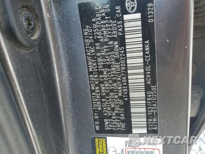 Zdjęcie 12 z 12 samochodu: 2007 TOYOTA CAMRY CE VIN:4T4BE46K77R002245 - miniatura