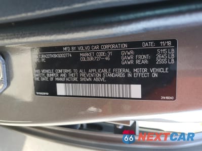 Zdjęcie 12 z 12 samochodu: 2019 VOLVO S60 T6 MOMENTUM VIN:7JRA22TK6KG002774 - miniatura