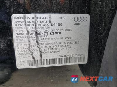 Zdjęcie 13 z 13 samochodu: 2019 AUDI E-TRON PREMIUM PLUS VIN:WA1LAAGE6KB008803 - miniatura