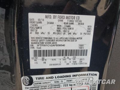 Zdjęcie 12 z 14 samochodu: 2010 FORD F150 SUPERCREW VIN:1FTFW1CV2AFB58540 - miniatura