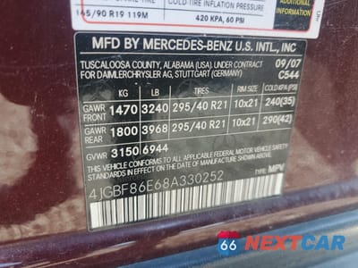 Zdjęcie 13 z 15 samochodu: 2008 MERCEDES-BENZ GL 550 4MATIC VIN:4JGBF86E68A330252 - miniatura