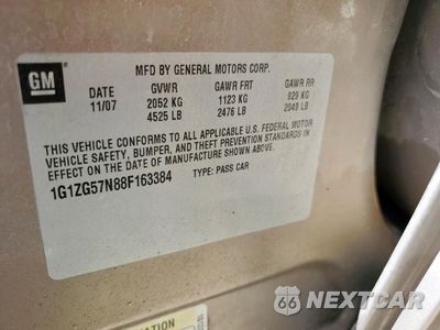Zdjęcie 12 z 14 samochodu: 2008 CHEVROLET MALIBU LS VIN:1G1ZG57N88F163384 - miniatura