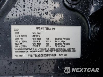 Zdjęcie 12 z 14 samochodu: 2024 TESLA MODEL Y VIN:7SAYGDED3RF053200 - miniatura