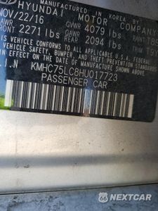 Zdjęcie 12 z 12 samochodu: 2017 HYUNDAI IONIQ SEL VIN:KMHC75LC8HU017723 - miniatura