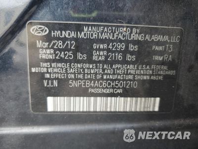 Zdjęcie 12 z 12 samochodu: 2012 HYUNDAI SONATA GLS VIN:5NPEB4AC6CH501210 - miniatura