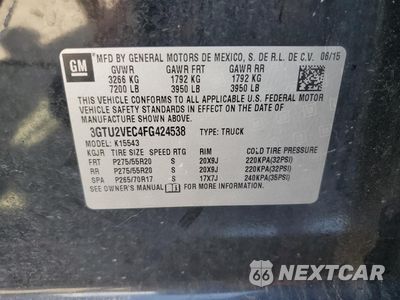 Zdjęcie 12 z 14 samochodu: 2015 GMC SIERRA K1500 SLT VIN:3GTU2VEC4FG424538 - miniatura
