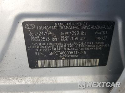 Zdjęcie 12 z 12 samochodu: 2009 HYUNDAI SONATA GLS VIN:5NPET46C09H412246 - miniatura