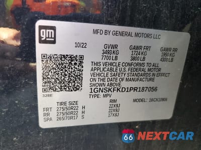 Zdjęcie 13 z 15 samochodu: 2023 CHEVROLET SUBURBAN K1500 PREMIER VIN:1GNSKFKD1PR187056 - miniatura