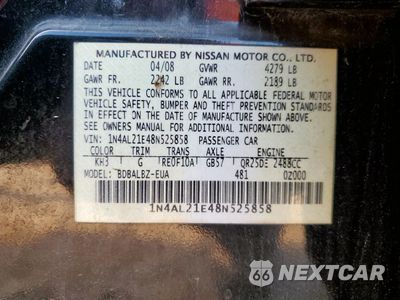 Zdjęcie 13 z 15 samochodu: 2008 NISSAN ALTIMA 2.5 VIN:1N4AL21E48N525858 - miniatura