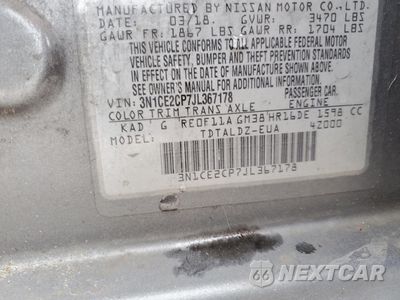 Zdjęcie 12 z 12 samochodu: 2018 NISSAN VERSA NOTE S VIN:3N1CE2CP7JL367178 - miniatura