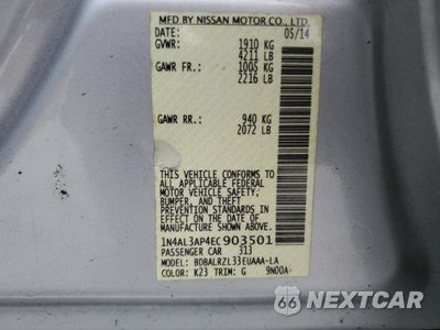 Zdjęcie 12 z 14 samochodu: 2014 NISSAN ALTIMA 2.5 VIN:1N4AL3AP4EC903501 - miniatura