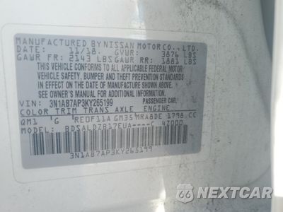 Zdjęcie 12 z 15 samochodu: 2019 NISSAN SENTRA S VIN:3N1AB7AP3KY265199 - miniatura