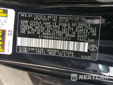 Zdjęcie 12 z 12 samochodu: 2025 TOYOTA CAMRY XSE VIN:4T1DBADKXSU023743 - miniatura